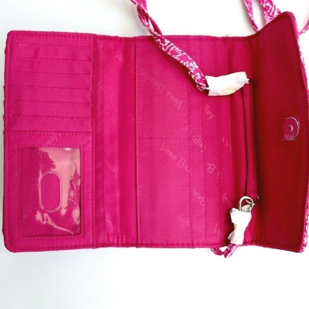Vera Bradley Pink Stamped Paisley Crossbody Strap Wallet Bag - Picture 7 of 7